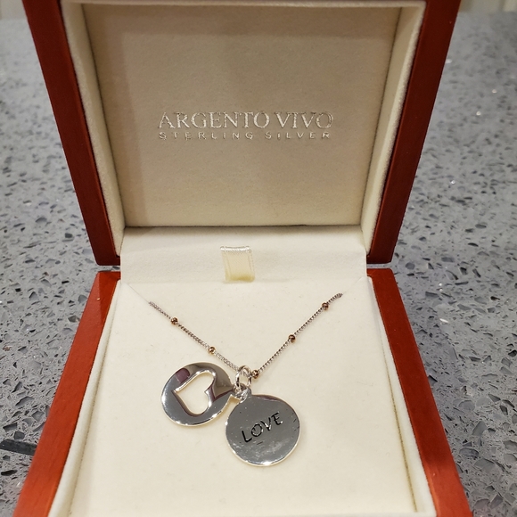 Argento Vivo Jewelry - 2/$30 Sterling silver "Argento Vivo" Love pendant necklace.